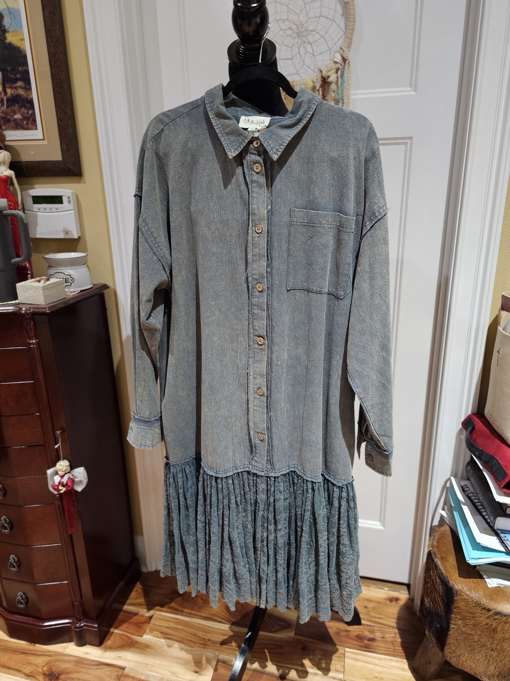 Oli & Hali Washed Sage Green  Button-Up Shirt Dress, NWOT - Size M